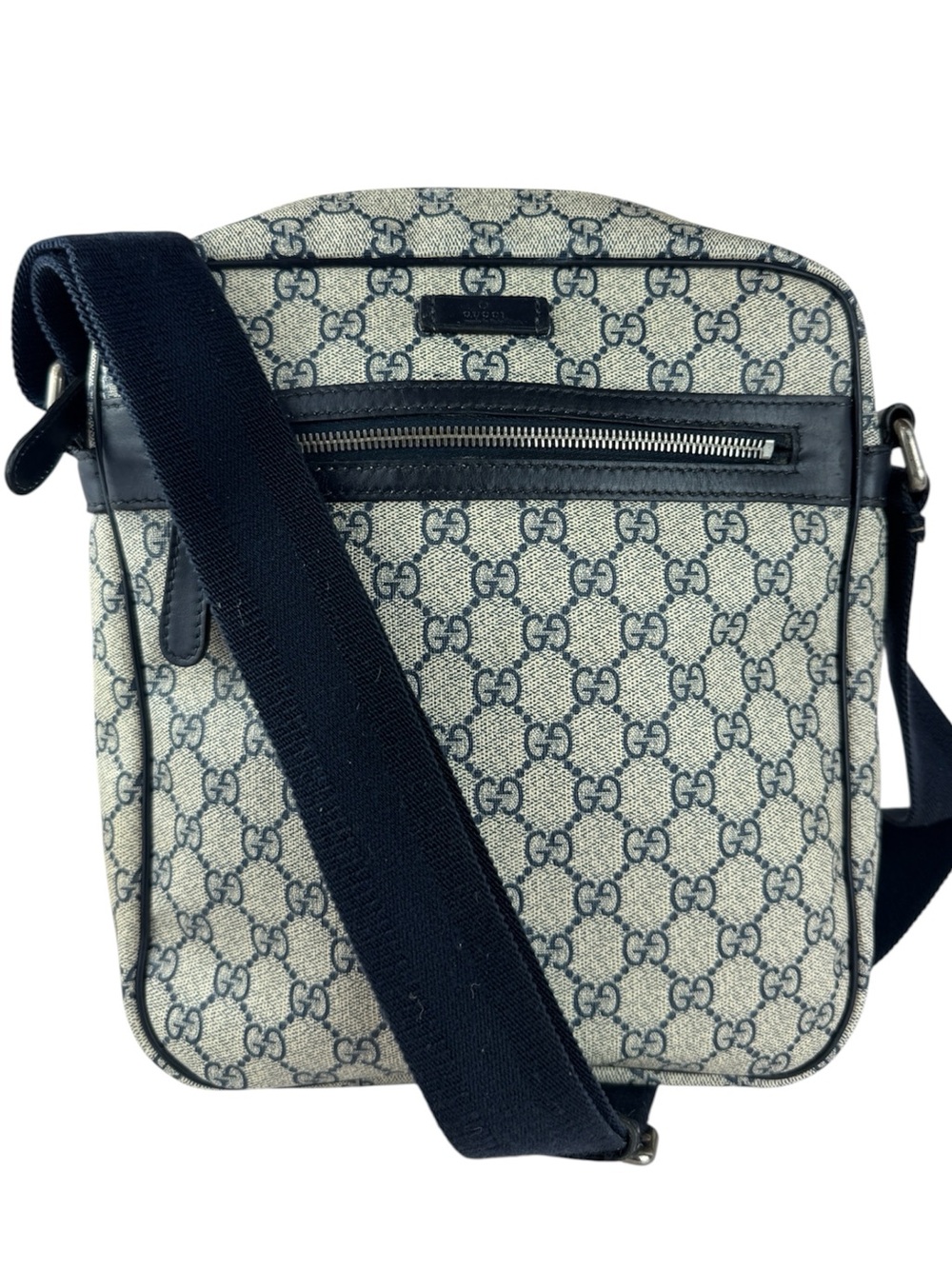 Gucci Beige/Blue GG Supreme Canvas Crossbody Bag